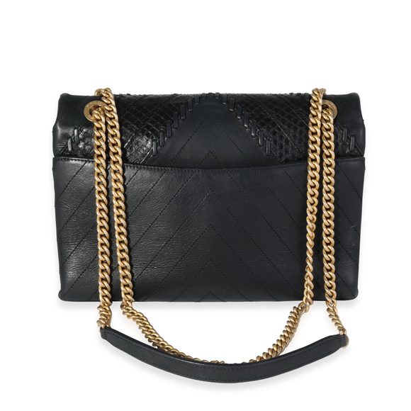 Chanel Black Chevron & Python Patchwork Flap Bag - Picture 3 of 7